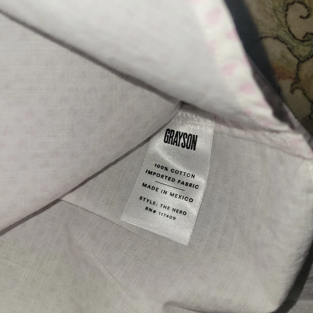 Grayson The Hero Button White Shirt With Pink Heart